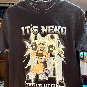 Foureyes x Ahhgela ‘It's Neko Or It's Heck No’ Black Graphic Tee T-Shirt SZ Med